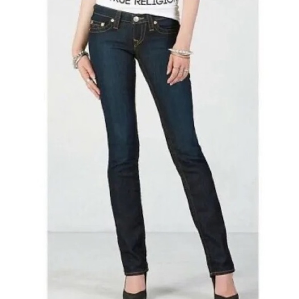 NWT TRUE RELIGION LONESTAR DARK WASH JEANS SIZE 27